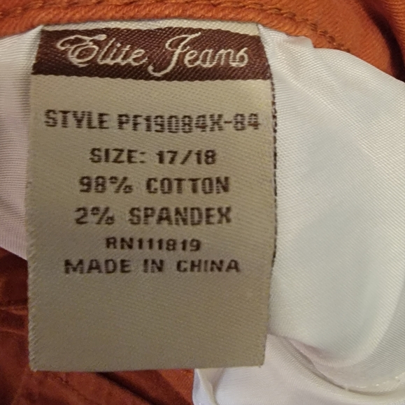 NWOT Elite Jeans brand plus size rust/burnt orange colored skinny jeans fits 16 - Picture 4 of 5